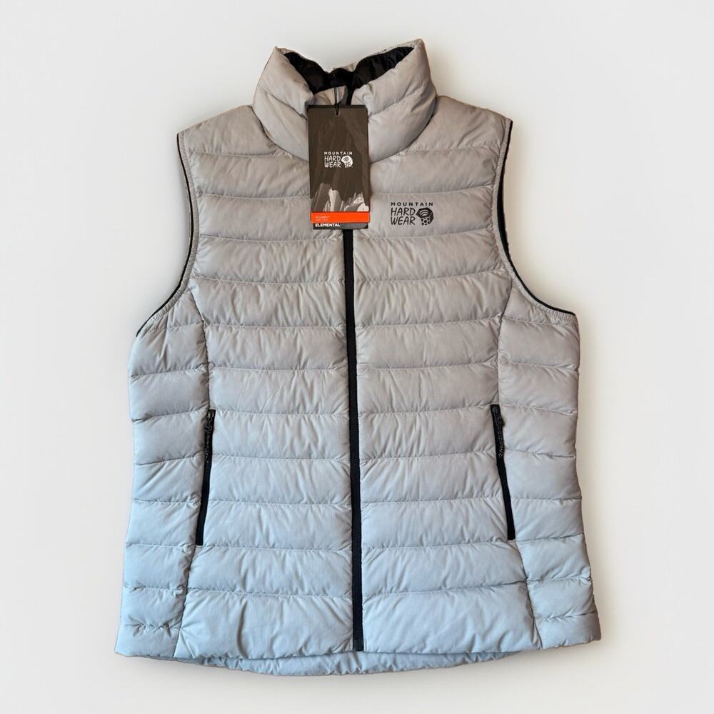 Mountain Hardwear Deloro Down Vest Women's M Gray Full Zip Puffer Winter NWT
